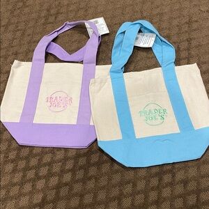 Trader Joe’s Mini Tote Bags - Blue and Purple Set of Two Bags